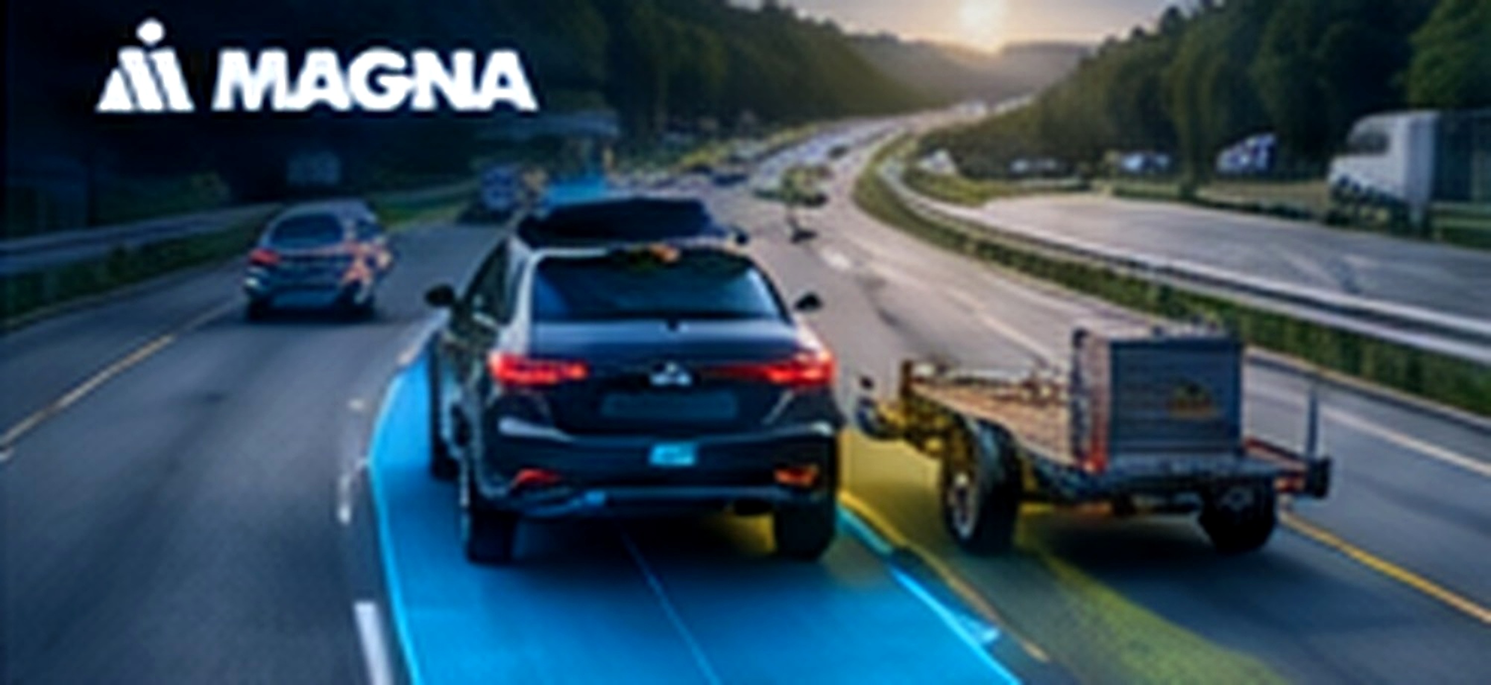 Illustrative vehicle towing a trailer with driver-assistance visualization